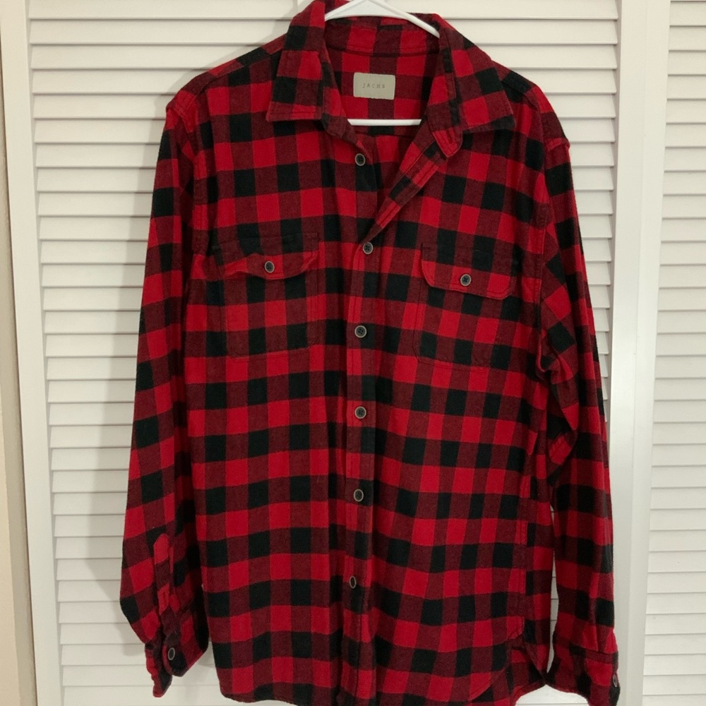 Jachs Red and Black Checkered Men's Shirt